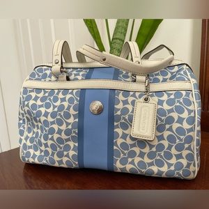 Coach Chelsea Heritage Stripe Handbag, Signature Logo, Blue and White